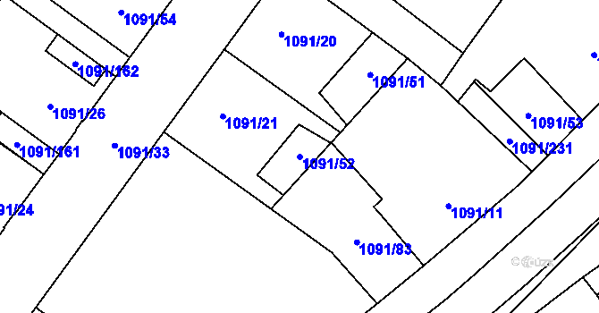 Parcela st. 1091/52 v KÚ České Velenice, Katastrální mapa