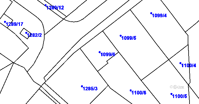 Parcela st. 1099/6 v KÚ České Velenice, Katastrální mapa