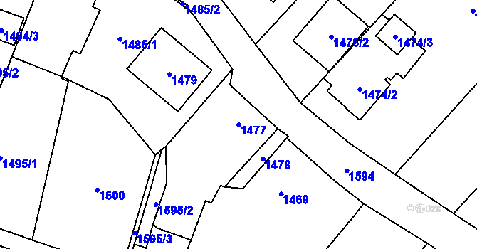 Parcela st. 1477 v KÚ České Velenice, Katastrální mapa