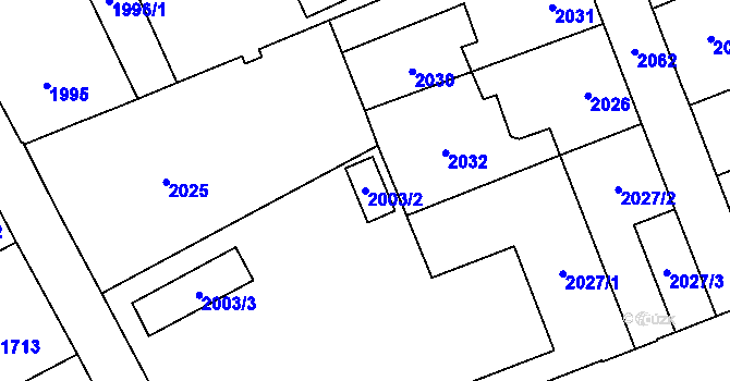 Parcela st. 2003/2 v KÚ České Velenice, Katastrální mapa