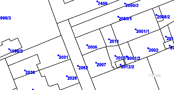 Parcela st. 2006 v KÚ České Velenice, Katastrální mapa