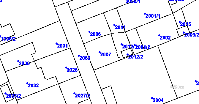 Parcela st. 2007 v KÚ České Velenice, Katastrální mapa