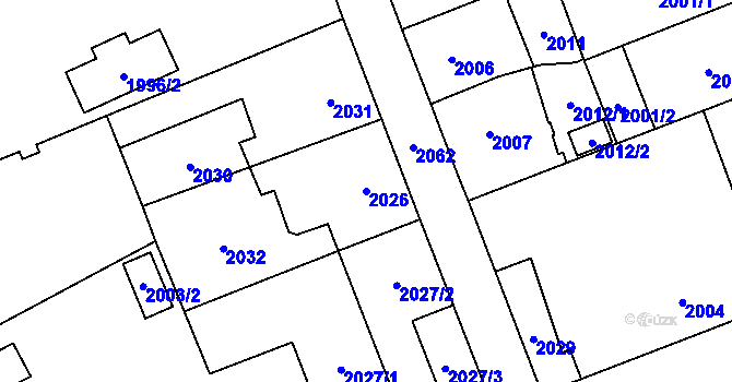 Parcela st. 2026 v KÚ České Velenice, Katastrální mapa