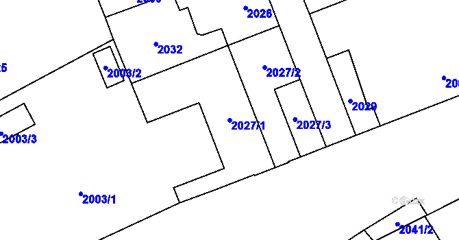 Parcela st. 2027/1 v KÚ České Velenice, Katastrální mapa