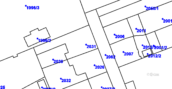 Parcela st. 2031 v KÚ České Velenice, Katastrální mapa