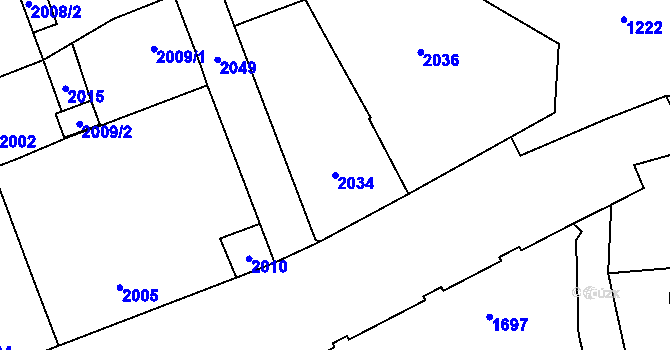 Parcela st. 2034 v KÚ České Velenice, Katastrální mapa