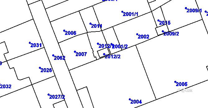 Parcela st. 2012/2 v KÚ České Velenice, Katastrální mapa