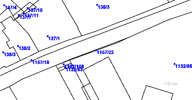 Parcela st. 1157/22 v KÚ České Velenice, Katastrální mapa