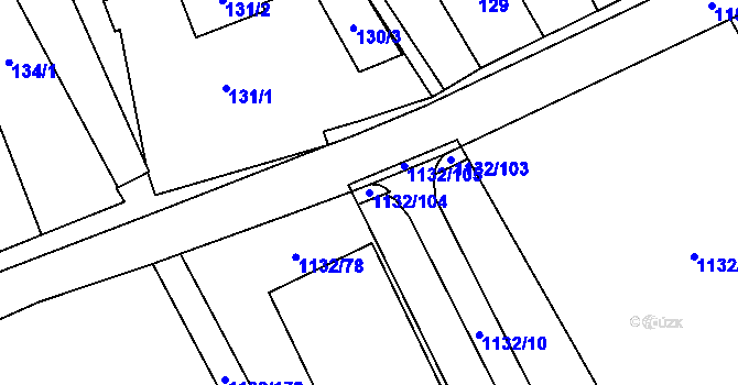 Parcela st. 1132/104 v KÚ České Velenice, Katastrální mapa
