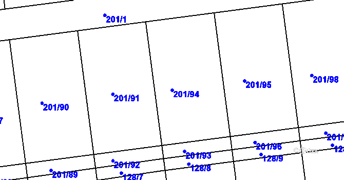Parcela st. 201/94 v KÚ České Vrbné, Katastrální mapa