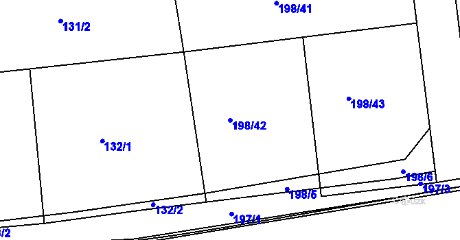 Parcela st. 198/42 v KÚ České Vrbné, Katastrální mapa
