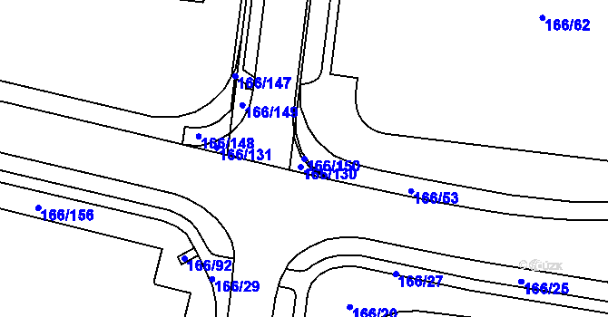 Parcela st. 166/150 v KÚ České Vrbné, Katastrální mapa