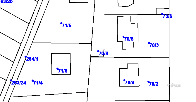 Parcela st. 70/8 v KÚ České Vrbné, Katastrální mapa