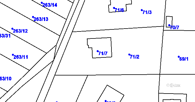 Parcela st. 71/7 v KÚ České Vrbné, Katastrální mapa