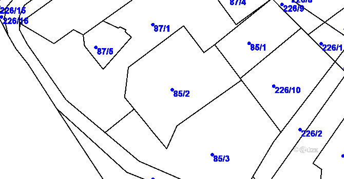 Parcela st. 85/2 v KÚ České Vrbné, Katastrální mapa