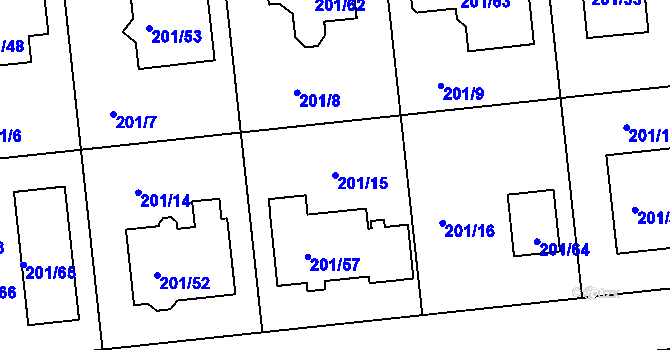 Parcela st. 201/15 v KÚ České Vrbné, Katastrální mapa