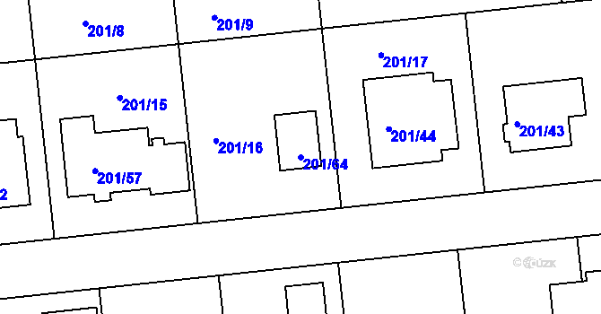 Parcela st. 201/64 v KÚ České Vrbné, Katastrální mapa