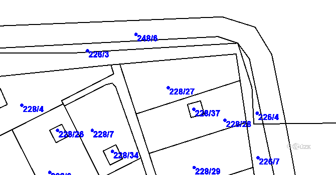 Parcela st. 228/27 v KÚ České Vrbné, Katastrální mapa