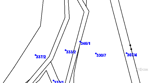 Parcela st. 346/1 v KÚ České Vrbné, Katastrální mapa