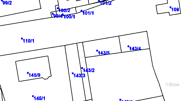 Parcela st. 143/5 v KÚ České Vrbné, Katastrální mapa