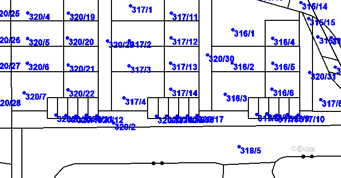 Parcela st. 317/14 v KÚ České Vrbné, Katastrální mapa