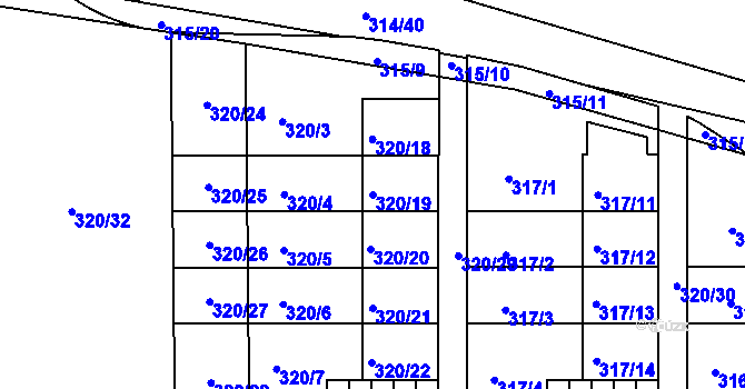 Parcela st. 320/19 v KÚ České Vrbné, Katastrální mapa