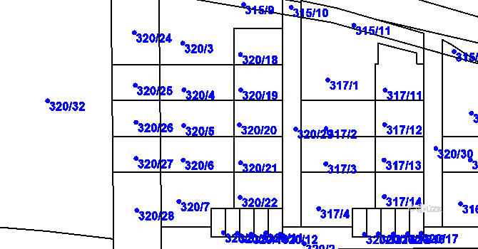 Parcela st. 320/20 v KÚ České Vrbné, Katastrální mapa
