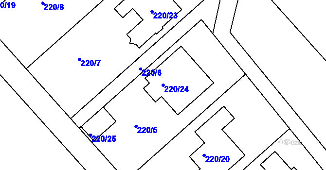 Parcela st. 220/24 v KÚ České Vrbné, Katastrální mapa