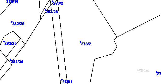 Parcela st. 278/2 v KÚ České Vrbné, Katastrální mapa