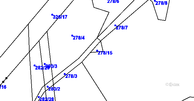 Parcela st. 278/15 v KÚ České Vrbné, Katastrální mapa