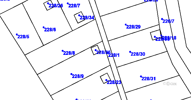 Parcela st. 228/36 v KÚ České Vrbné, Katastrální mapa