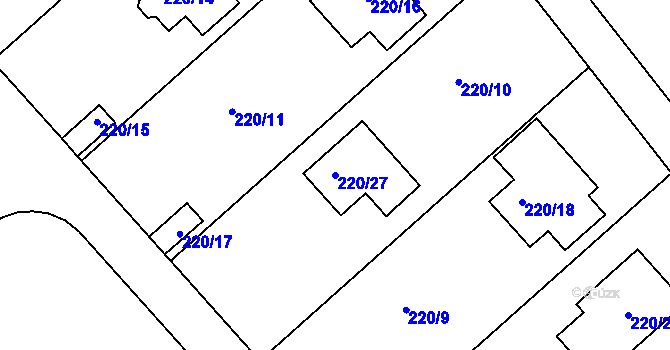 Parcela st. 220/27 v KÚ České Vrbné, Katastrální mapa