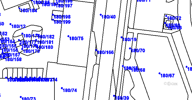 Parcela st. 180/166 v KÚ České Vrbné, Katastrální mapa