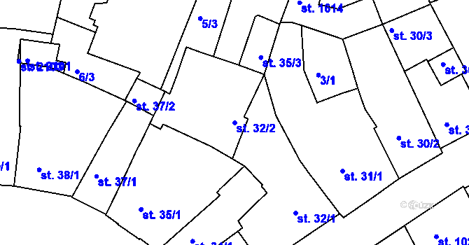 Parcela st. 32/2 v KÚ Český Brod, Katastrální mapa
