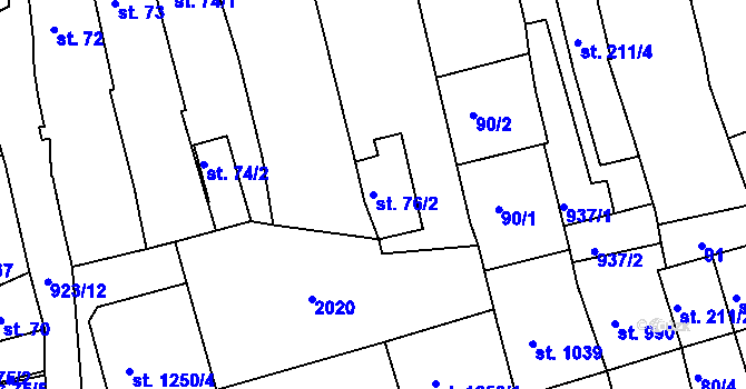 Parcela st. 76/2 v KÚ Český Brod, Katastrální mapa