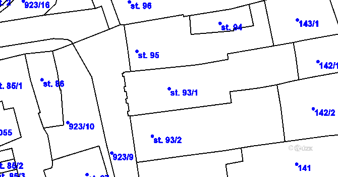 Parcela st. 93/1 v KÚ Český Brod, Katastrální mapa