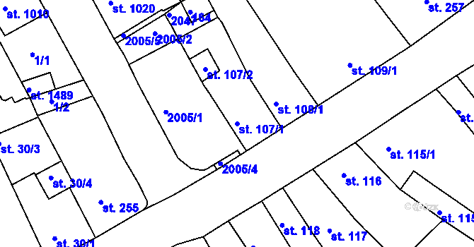 Parcela st. 107/1 v KÚ Český Brod, Katastrální mapa