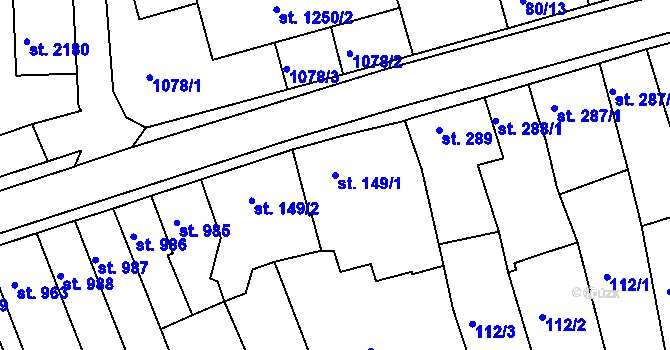 Parcela st. 149/1 v KÚ Český Brod, Katastrální mapa