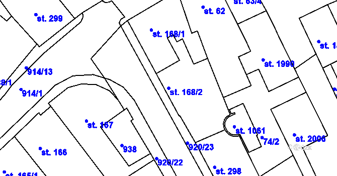 Parcela st. 168/2 v KÚ Český Brod, Katastrální mapa