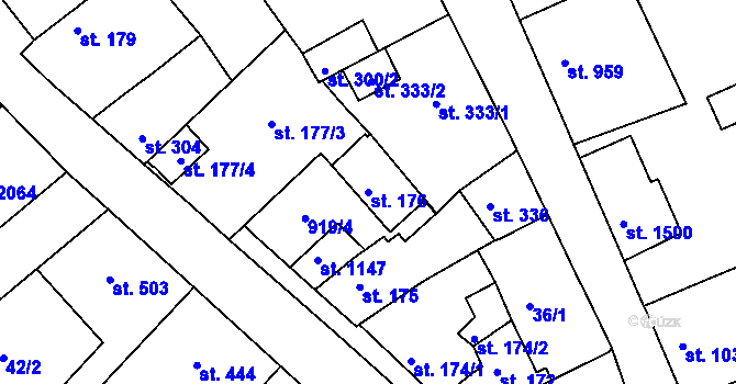 Parcela st. 176 v KÚ Český Brod, Katastrální mapa