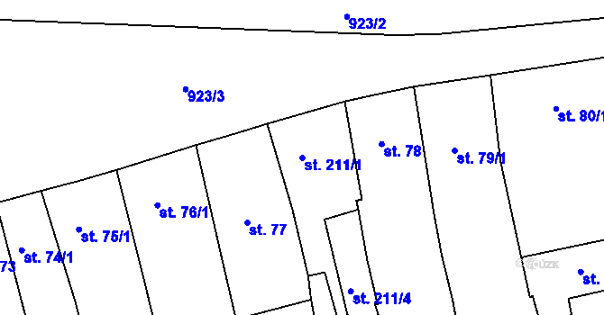 Parcela st. 211/1 v KÚ Český Brod, Katastrální mapa