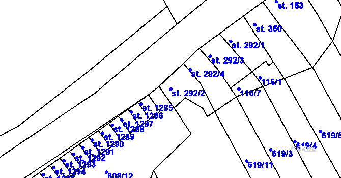 Parcela st. 292/2 v KÚ Český Brod, Katastrální mapa