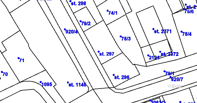 Parcela st. 297 v KÚ Český Brod, Katastrální mapa