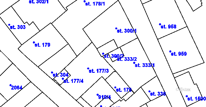Parcela st. 300/2 v KÚ Český Brod, Katastrální mapa