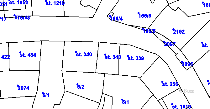 Parcela st. 348 v KÚ Český Brod, Katastrální mapa