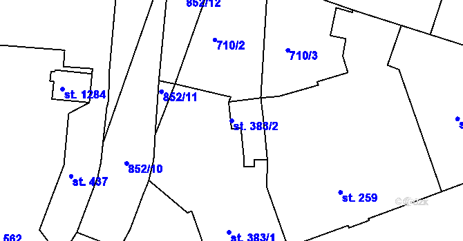 Parcela st. 383/2 v KÚ Český Brod, Katastrální mapa