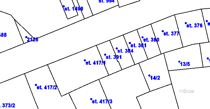 Parcela st. 391 v KÚ Český Brod, Katastrální mapa
