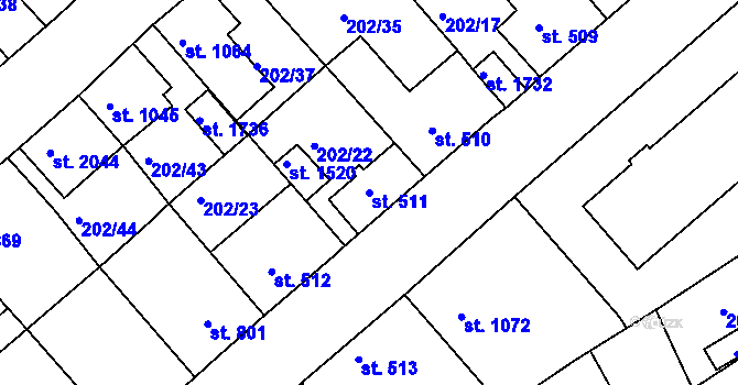 Parcela st. 511 v KÚ Český Brod, Katastrální mapa