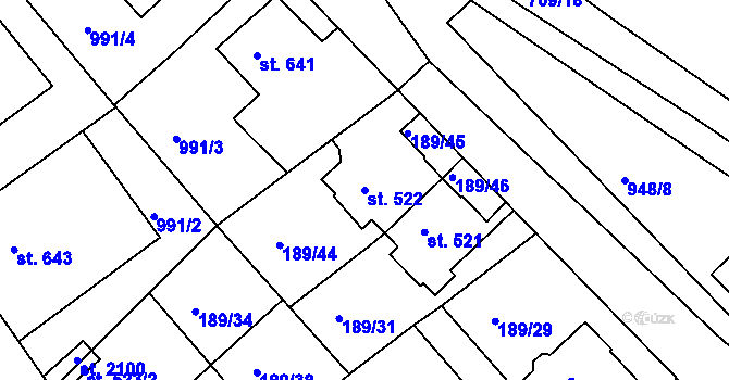 Parcela st. 522 v KÚ Český Brod, Katastrální mapa