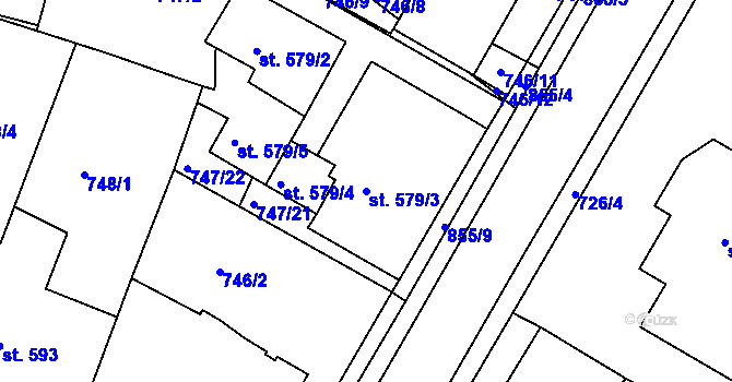 Parcela st. 579/3 v KÚ Český Brod, Katastrální mapa